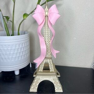 NEW 13.5” Gold Eiffel Tower with Pink Bow Decoration